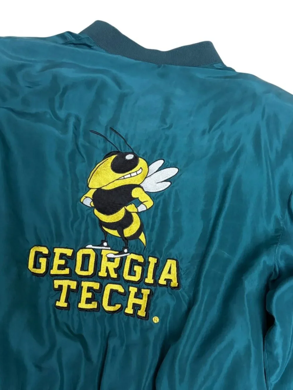 RARE 80s SILK GEORGIA TECH NCAA College Sukajan Bomber Jacket Mens Large